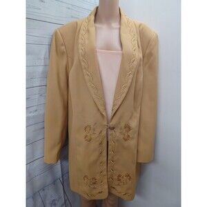 G.M.I. Woman Beige Embroidered Beaded Blazer Jacket 24W